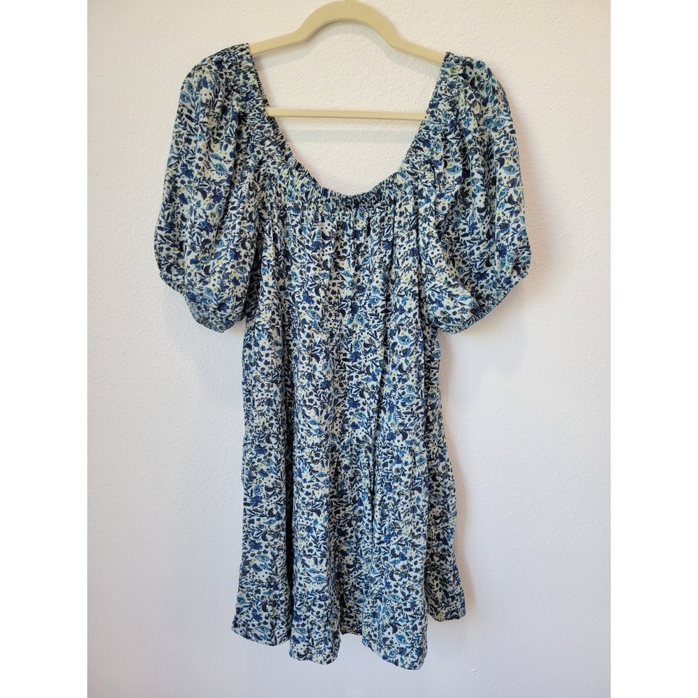 Wild Fable Floral Peasant Blue and White Midi Dress – Women's Large